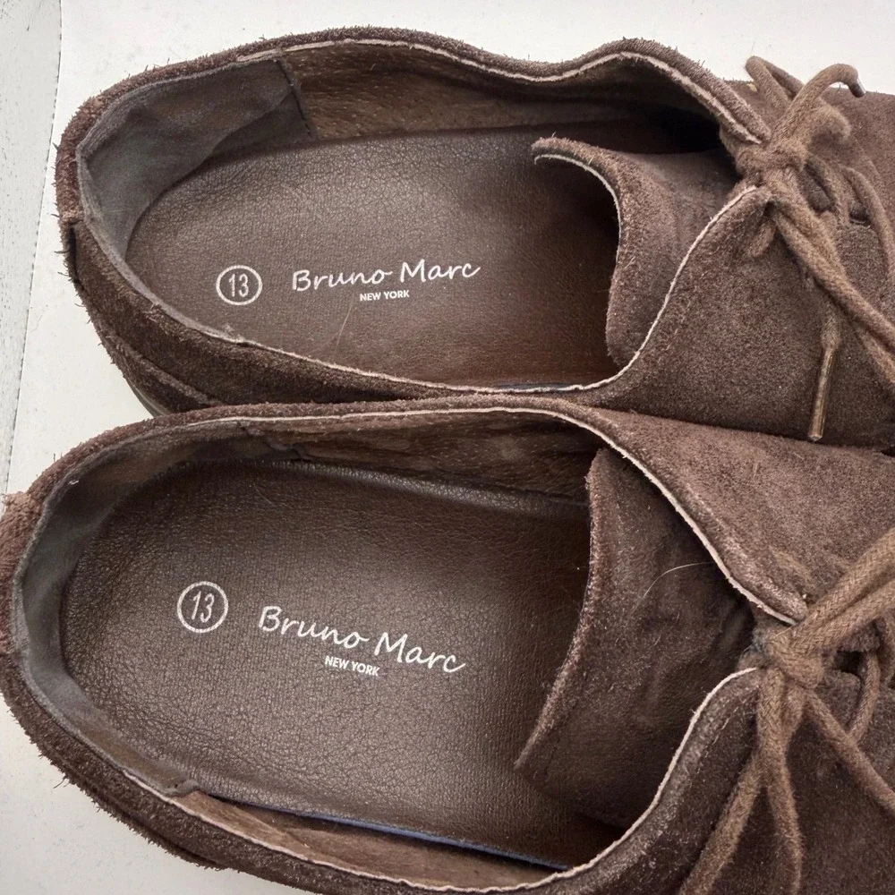 Bruno Marc New York Mens Brown Suede Derby Dress Shoes Size 13 Lace Up Casual